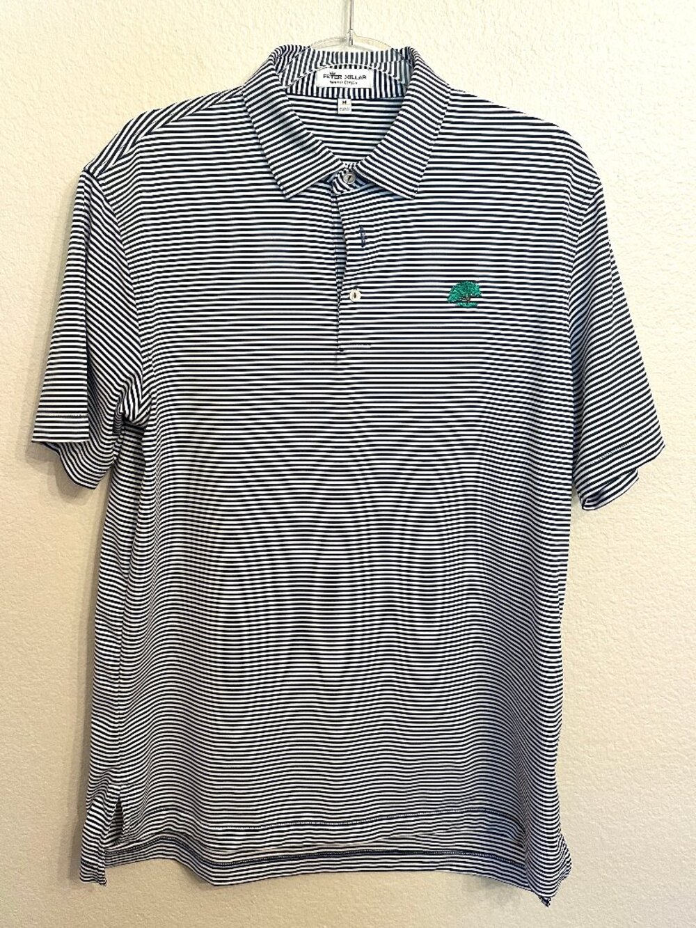Peter Millar Navy Stripe Performance Golf Polo Embroidered Club Logo